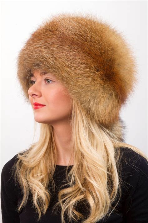 Natural Red Fox Fur Pillbox Hat Saga Furs Detachable Tail Full Etsy