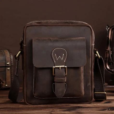 Genuine Leather Mens Bags Male Crossbody Bags Small Flap Casual