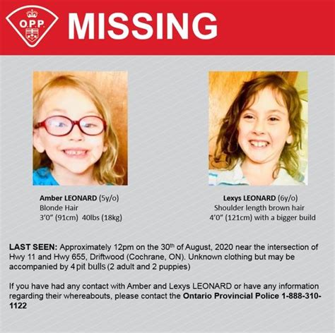 An amber alert has been issued by state officials.(missingkids.org). Police looking for two missing girls near Cochrane (update ...