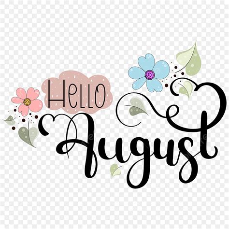 Gambar Halo Tulisan Tangan Teks Bulan Agustus Dengan Bunga Dan Kalender