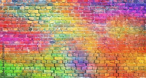 Color Brick Wall Multi Colored Masonry Rainbow Background Stock Photo