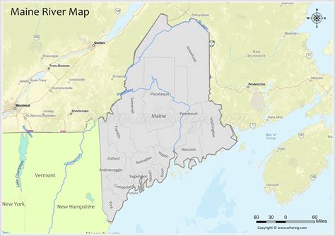 Maine River Map Rivers And Lakes In Maine Pdf
