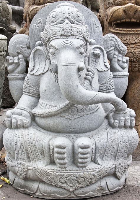 Sold Stone Seated Garden Ganesha Sculpture 43 102ls155 Hindu Gods