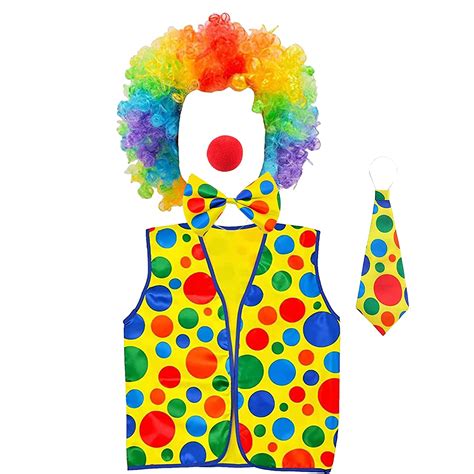 Rvswihfa Clown Costume Set Wig Clown Nose Bow Tie Necktie Colorful