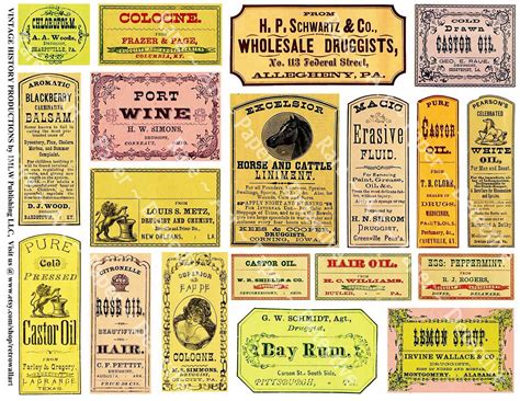 Antique Pharmacy Labels Printed Apothecary Clip Art Medicine