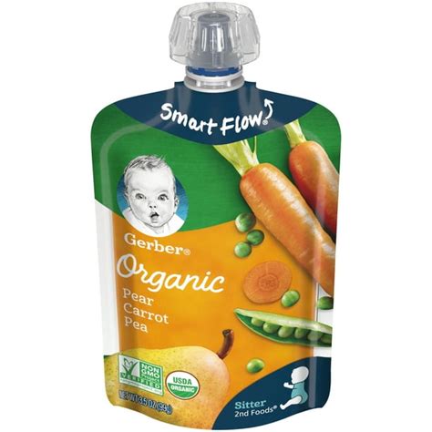 Gerber Organic 2nd Foods Baby Food Pear Carrot Pea 35 Oz Pouch