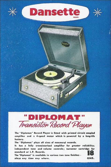 Dansette Diplomat Transistor Record Player 1960 Uk Old Vinyl Records
