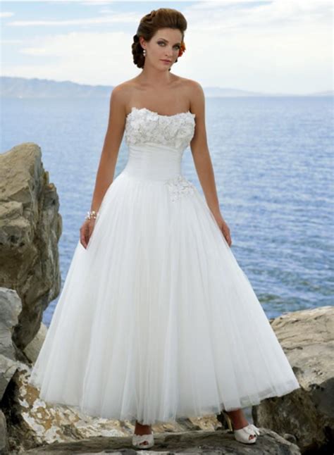 A Line Sweetheart Strapless Empire Ankle Length Wedding Dresses We1641