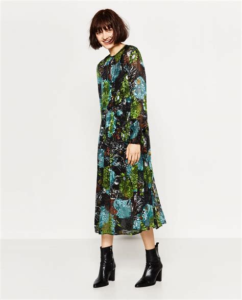Zara Floral Midi Devore Dress Dresscodes