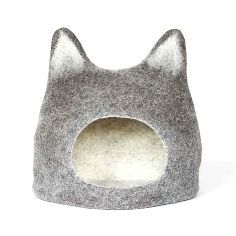 Each cat bed is felted by hand in nepal from 100% natural wool that cats like. Agnes Felt Cat Cave - NoveltyStreet