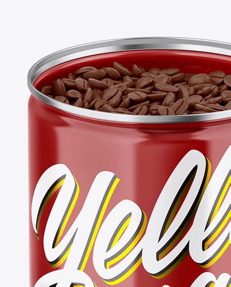 Download Glossy Coffee Can Mockup in Can Mockups on Yellow Images Object Mockups