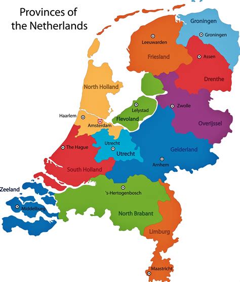 hollanda bölgeler ve İller haritası