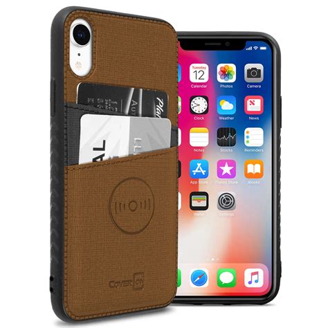 Cowhide leather case for iphone 12 11 pro max x xs xs max xr 7 7plus 8 8plus 6 6s plus se2020 wallet / card holder cases solid colored cover shell. CoverON Apple iPhone XR (6.1") / 10R Card Case, EDC Series Credit Card Holder Phone Cover ...