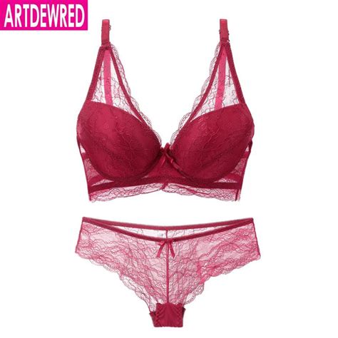 buy artdewred sexy push up bra set lace hollow out bralette underwear panty set women bra brief