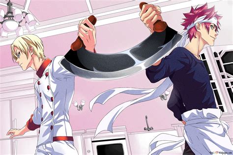 Food Wars Shokugeki No Soma Takumi Aldini And Soma Yukihira Using