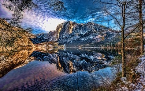 Download Wallpapers Lake Altaussee 4k Hdr Winter Beautiful Nature