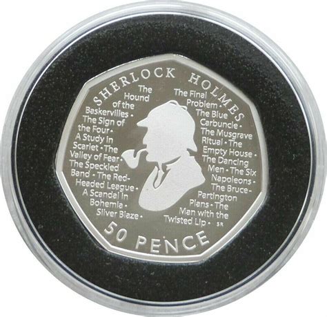 2019 Sherlock Holmes Piedfort 50p Silver Proof Coin