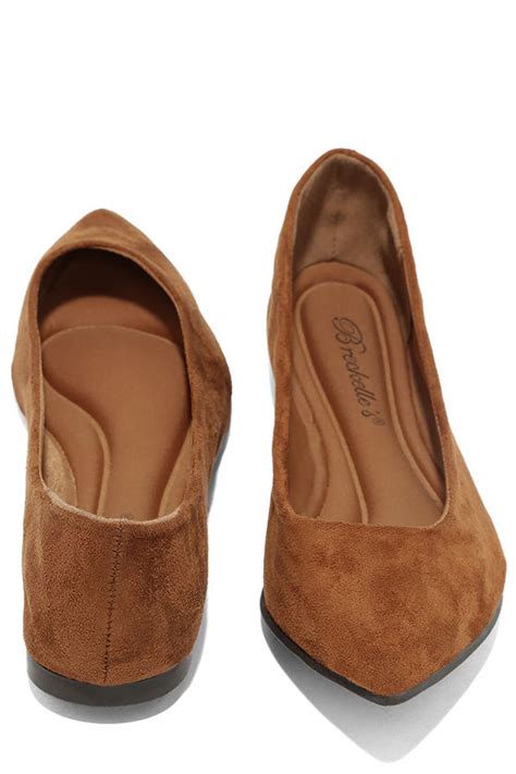Chic Tan Flats Pointed Flats Vegan Suede Flats 1800