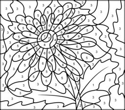 Printable color by number for adults flowers coloring page. Gerbera Coloring Page. Printables. Apps for Kids.