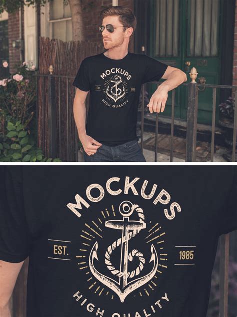 Download 205 t shirt mock up free vectors. Men's T-Shirt MockUp | GraphicBurger