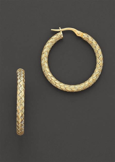 Roberto Coin Roberto Coin Large 18 Kt Yellow Gold Woven Hoop Earrings
