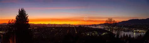 Sunset Over The City Of Vancouver Stock Photo Image Of Cityscape