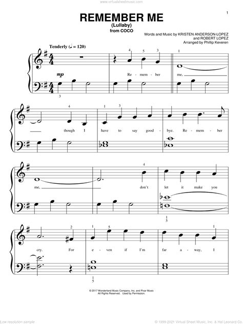 Remember Me Lullaby From Coco Arr Phillip Keveren Sheet Music