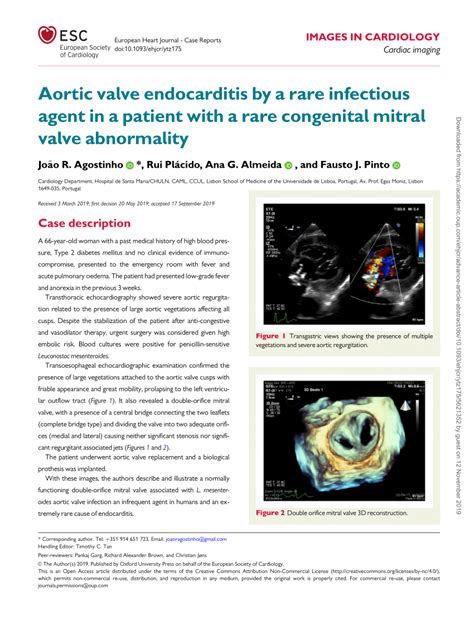 Pdf Aortic Valve Endocarditis By A Rare Infectious Agent In A Patient