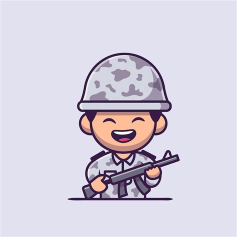 Ejército De Soldado Con Ilustración De Icono De Dibujos Animados De