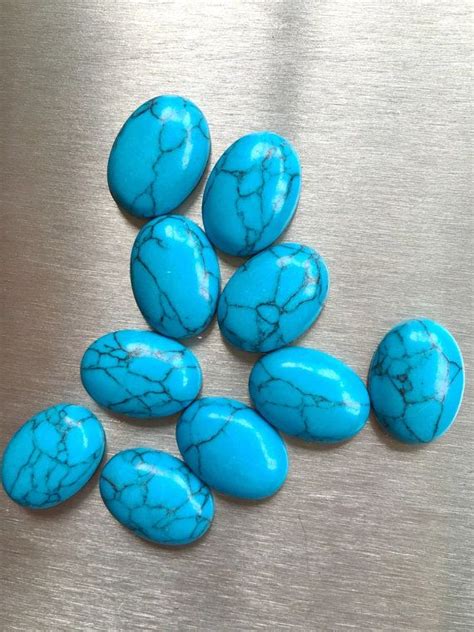 18x13mm Oval Turquoise Howlite Cabochon With Flat Back And Low Dome