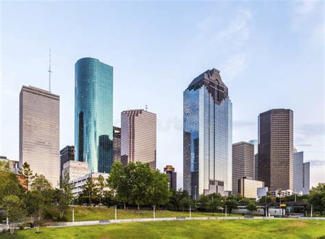 Skyline Of Houston In The Evening Stock Image Image Of Skyscraper