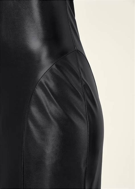 Faux Leather Midi Dress In Black Venus