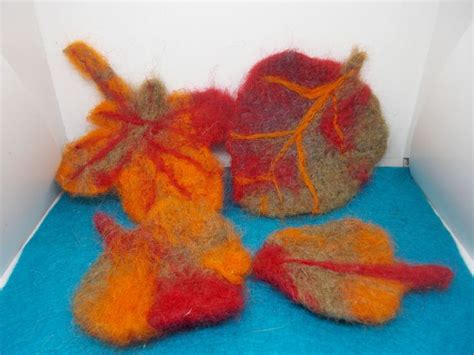 Fall Leaves Autumn Leaves Needle Felted Leaves Set Of Four Etsy