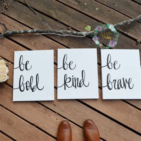 Be Bold Be Kind Be Brave White Inspirational Art 3 Pack