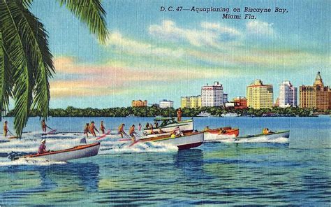 Vintage Miami Florida Linen Postcard Aquaplaning On Bisc Flickr