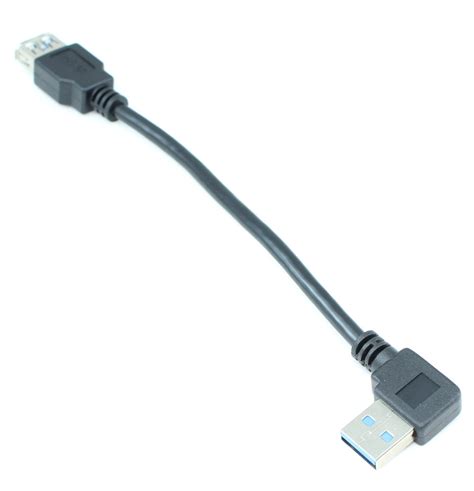 My Cable Mart Right Facing Angled Usb Male To Usb Female Cable Black