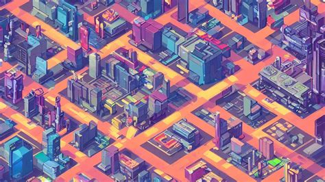 Isometric View Of Cyberpunk City Digital Art Concept Stable