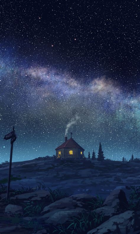 768x1280 Hut House And Starry Night 768x1280 Resolution Wallpaper Hd
