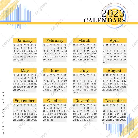 2023 Calendar Planner Vector Art Png 2023 Calendar Yellow 2023