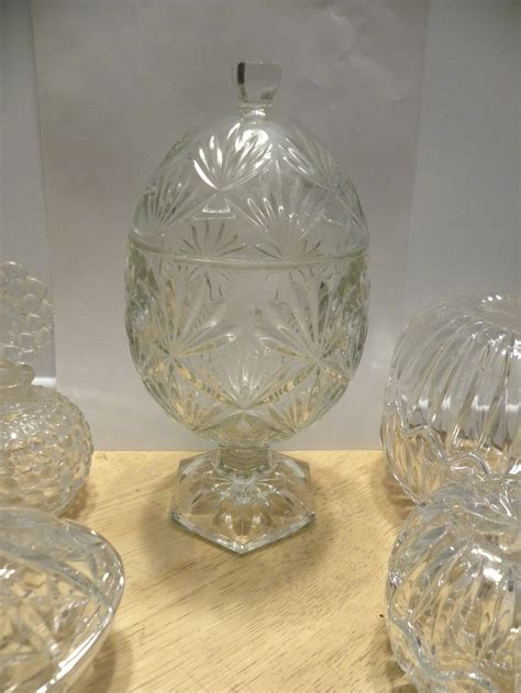 Glass Egg With Lid Jar Crystal Egg Pedestal Candy Dish By Etsy