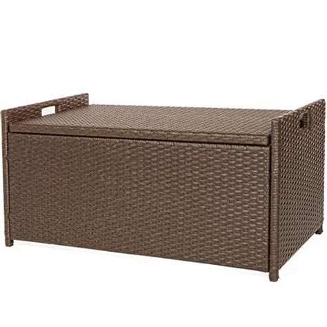 Victoria Young Resin Wicker Deck Box Storage Bench Container With Seat And Cushion Indoor And