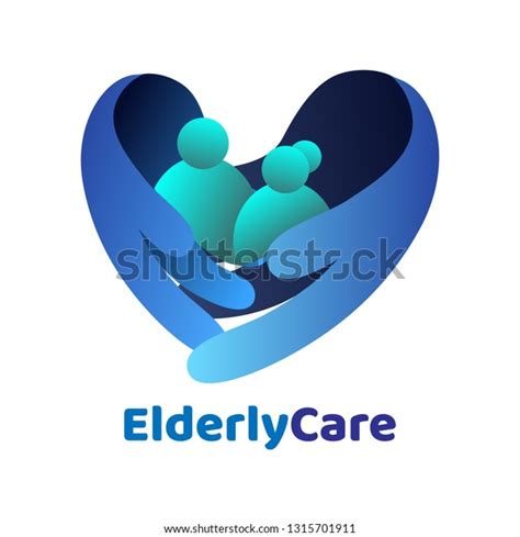 Elderly Healthcare Heart Shaped Logo Nursing Stock Vector Royalty Free