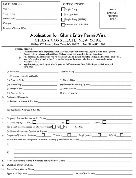 New York City Application For Ghana Entry Permitvisa Ghana Consulate