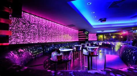 Wonderful Neon Lights Night Club Lounge Architecture Design Bar