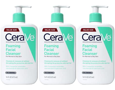 Cerave Foaming Facial Cleanser 16 Oz Pack Of 3