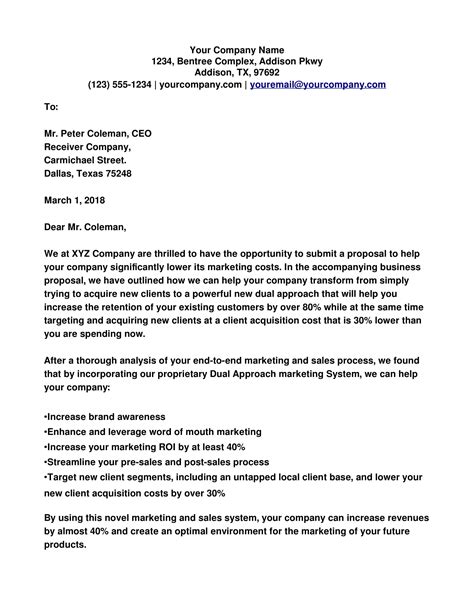 Business Proposal Cover Letter Examples Format Sample Examples