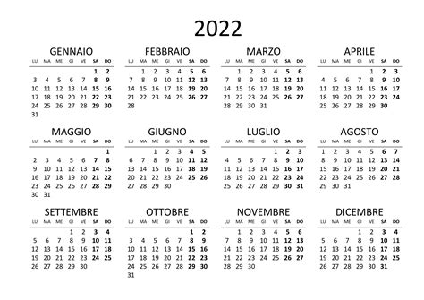 Fjord Esposizione Relazione Calendario Annuale 2022 Da Stampare