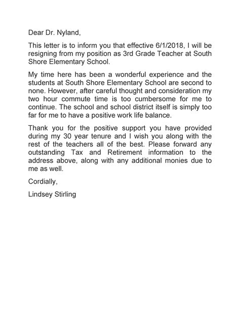 50 Best Teacher Resignation Letters Ms Word Templatelab