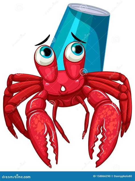 Hermit Crab With Coffee Cup On The Back Stock Vector Illustration Of