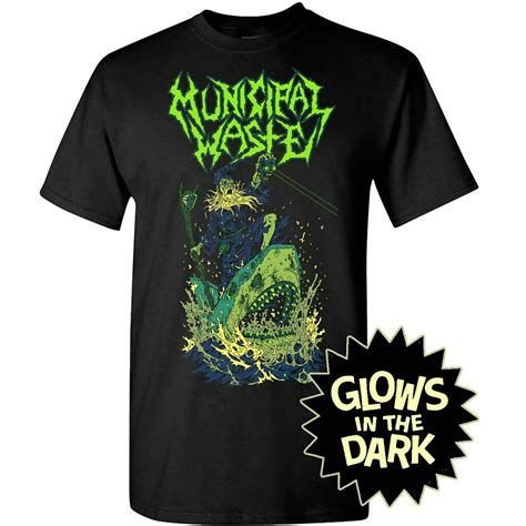 Municipal Waste Glow Shark Black T Shirt